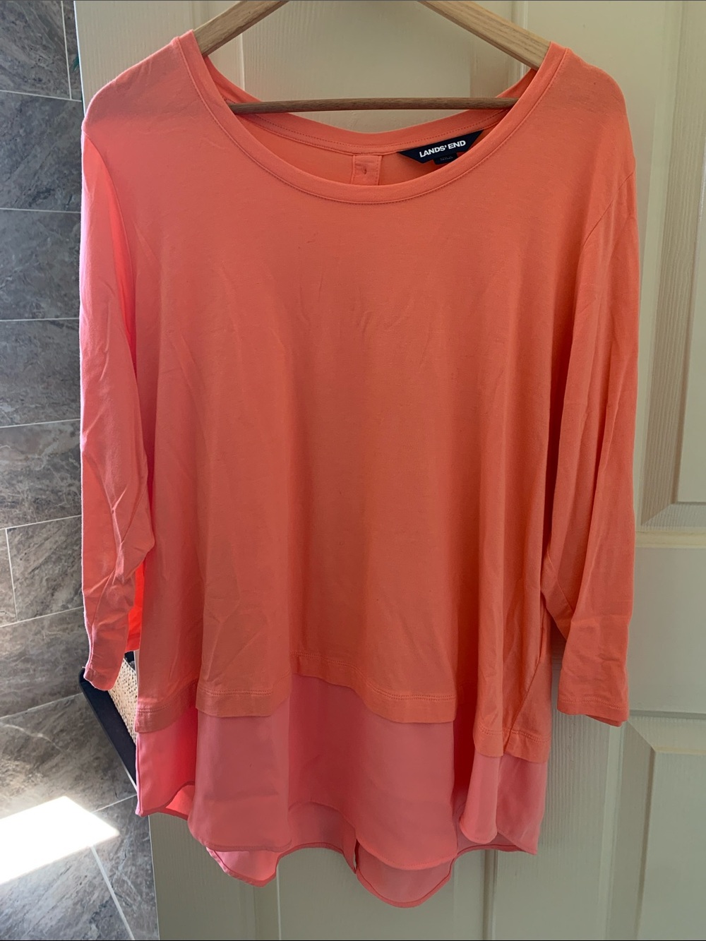 Lands' End Coral Layered Women's Tunic Top